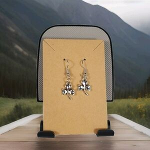 Handmade Silver Lucky Shamrocks Dangle Silver Accent Earrings